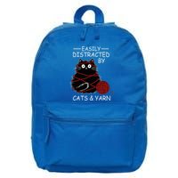 Easily Distracted By Cats And Yarn Kitten Lover Crochet 16 in Basic Backpack