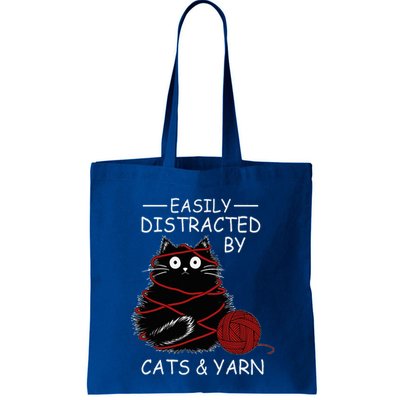 Easily Distracted By Cats And Yarn Kitten Lover Crochet Bag