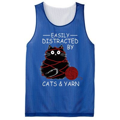 Easily Distracted By Cats And Yarn Kitten Lover Crochet Mesh Reversible Basketball Jersey Tank