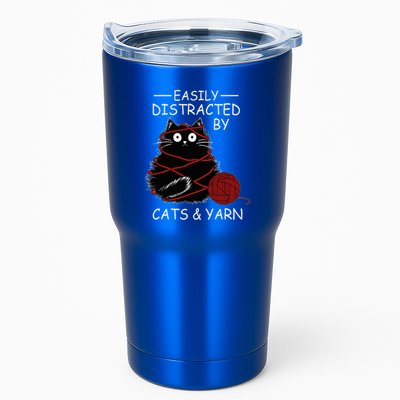 Easily Distracted By Cats And Yarn Kitten Lover Crochet Tumbler
