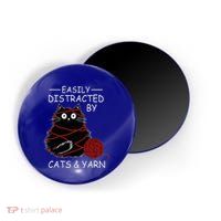Easily Distracted By Cats And Yarn Kitten Lover Crochet Magnet