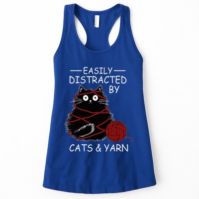 Easily Distracted By Cats And Yarn Kitten Lover Crochet Womens Tank Top