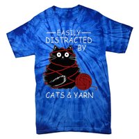 Easily Distracted By Cats And Yarn Kitten Lover Crochet Tie-Dye T-Shirt