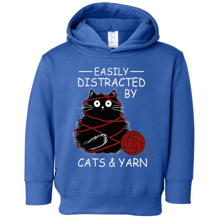 Easily Distracted By Cats And Yarn Kitten Lover Crochet Toddler Hoodie