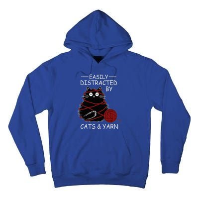 Easily Distracted By Cats And Yarn Kitten Lover Crochet Tall Hoodie