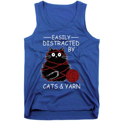 Easily Distracted By Cats And Yarn Kitten Lover Crochet Tank Top