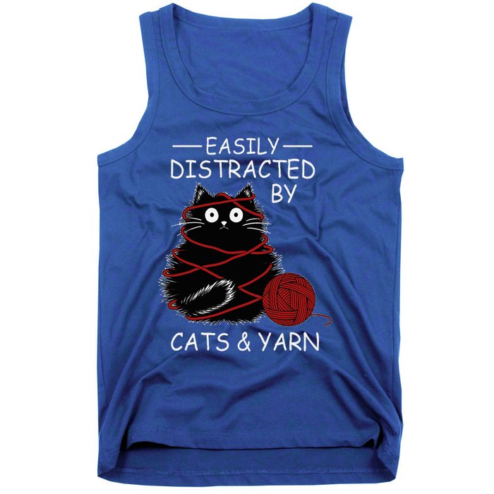 Easily Distracted By Cats And Yarn Kitten Lover Crochet Tank Top