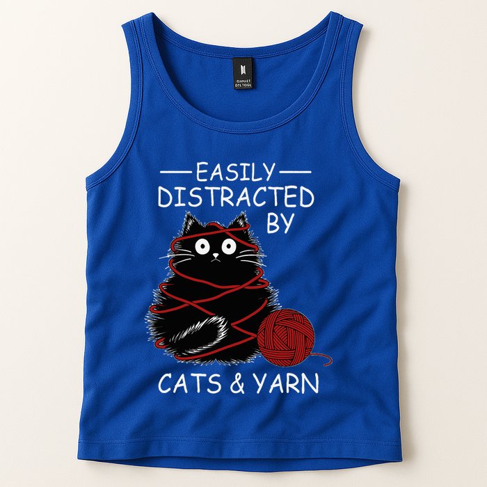 Easily Distracted By Cats And Yarn Kitten Lover Crochet Tank Top