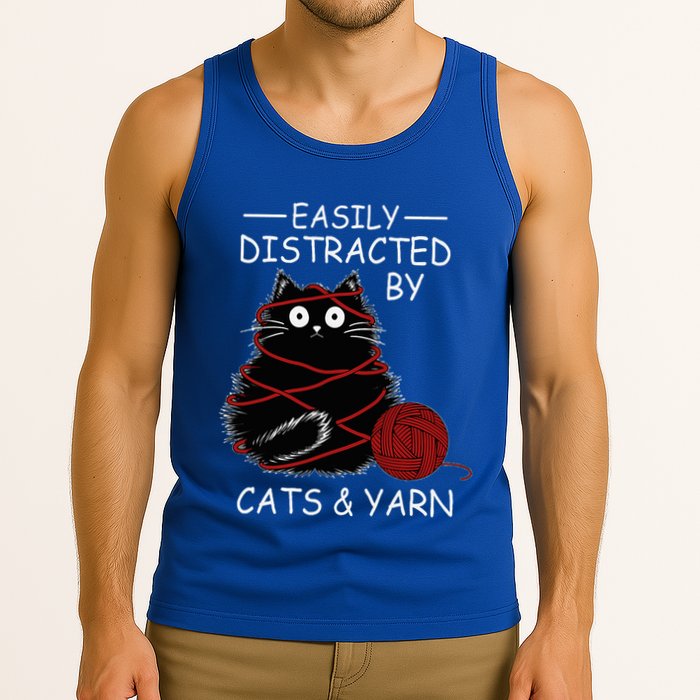 Easily Distracted By Cats And Yarn Kitten Lover Crochet Tank Top