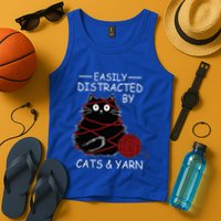 Easily Distracted By Cats And Yarn Kitten Lover Crochet Tank Top