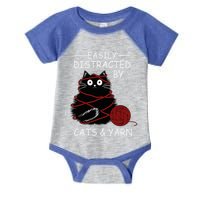 Easily Distracted By Cats And Yarn Kitten Lover Crochet Infant Baby Jersey Bodysuit