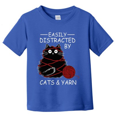 Easily Distracted By Cats And Yarn Kitten Lover Crochet Toddler T-Shirt