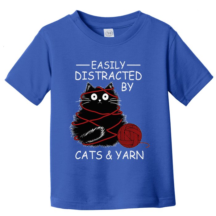 Easily Distracted By Cats And Yarn Kitten Lover Crochet Toddler T-Shirt