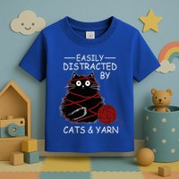 Easily Distracted By Cats And Yarn Kitten Lover Crochet Toddler T-Shirt