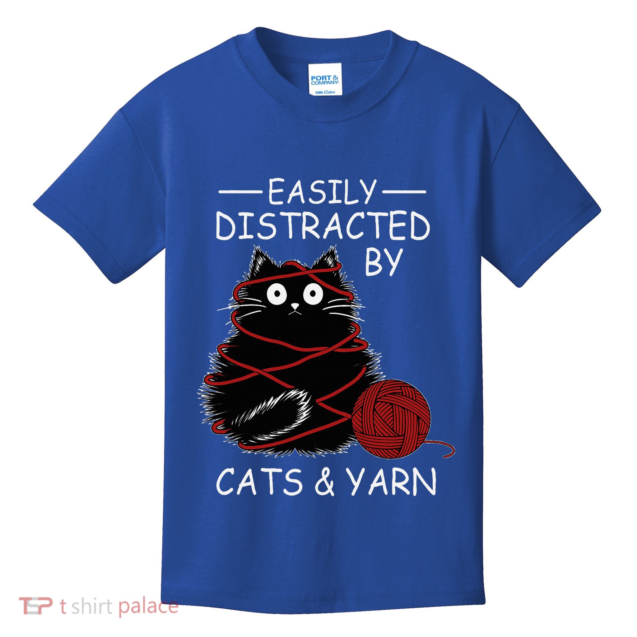 Easily Distracted By Cats And Yarn Kitten Lover Crochet Kids T-Shirt