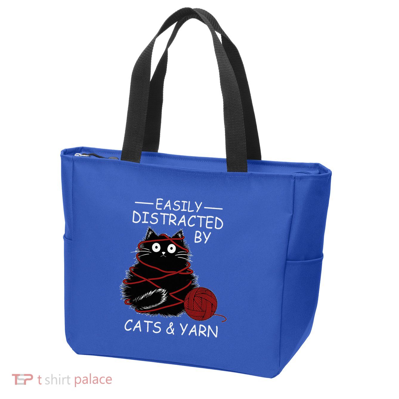 Easily Distracted By Cats And Yarn Kitten Lover Crochet Zip Tote Bag
