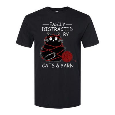 Easily Distracted By Cats And Yarn Kitten Lover Crochet Softstyle CVC T-Shirt