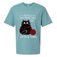 Easily Distracted By Cats And Yarn Kitten Lover Crochet Sueded Cloud Jersey T-Shirt