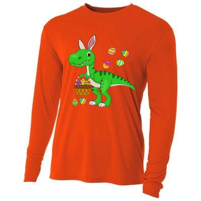 Easter Dinosaur Bunny Ears Easter Basket Stuffers Cooling Performance Long Sleeve Crew