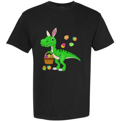 Easter Dinosaur Bunny Ears Easter Basket Stuffers Garment-Dyed Heavyweight T-Shirt