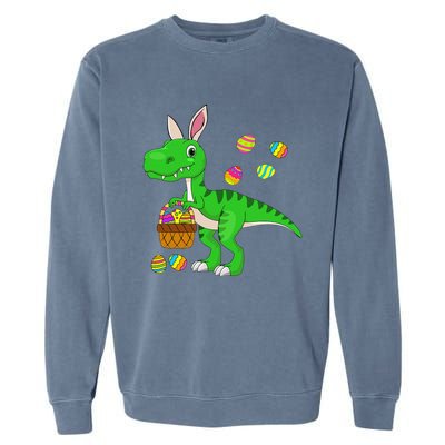 Easter Dinosaur Bunny Ears Easter Basket Stuffers Garment-Dyed Sweatshirt