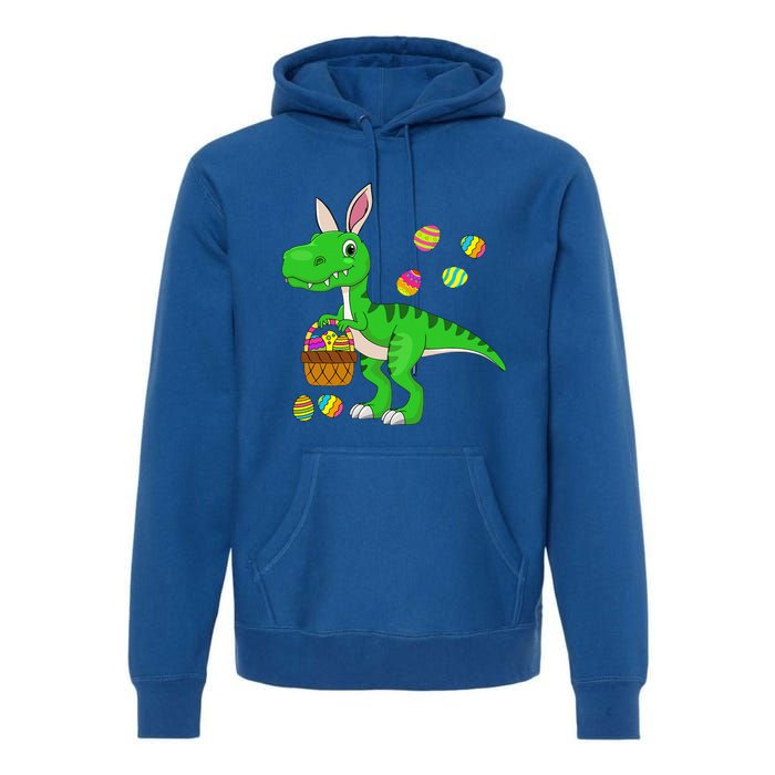 Easter Dinosaur Bunny Ears Easter Basket Stuffers Premium Hoodie