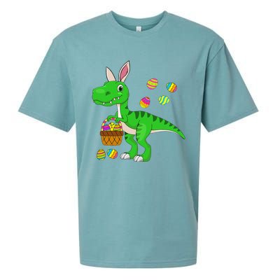 Easter Dinosaur Bunny Ears Easter Basket Stuffers Sueded Cloud Jersey T-Shirt