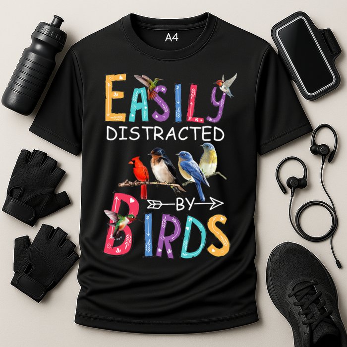 Easily Distracted By Birds Funny Bird Performance Shirt