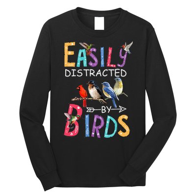 Easily Distracted By Birds Funny Bird Long Sleeve Shirt