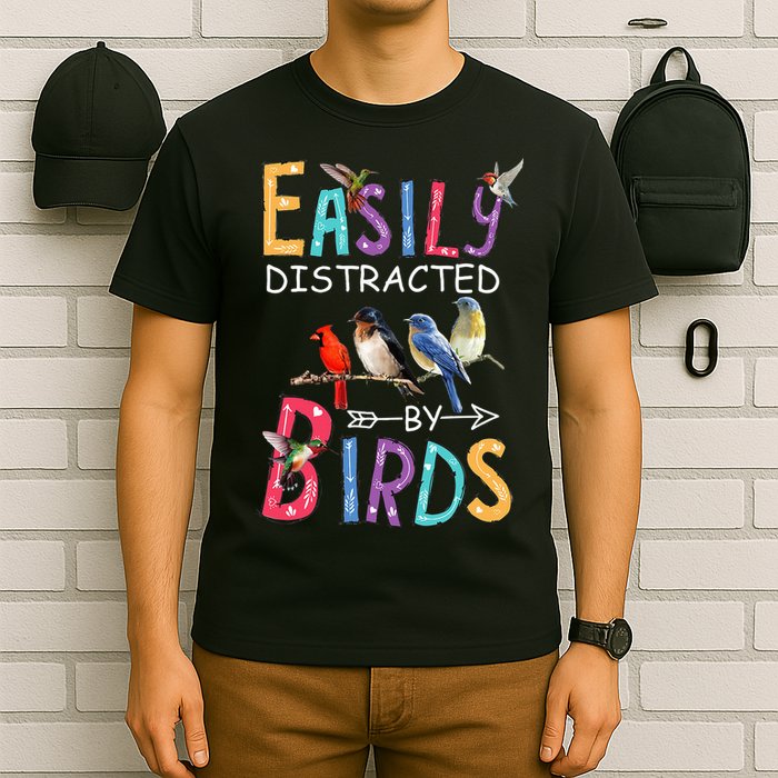 Easily Distracted By Birds Funny Bird T-Shirt