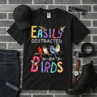 Easily Distracted By Birds Funny Bird Tall T-Shirt