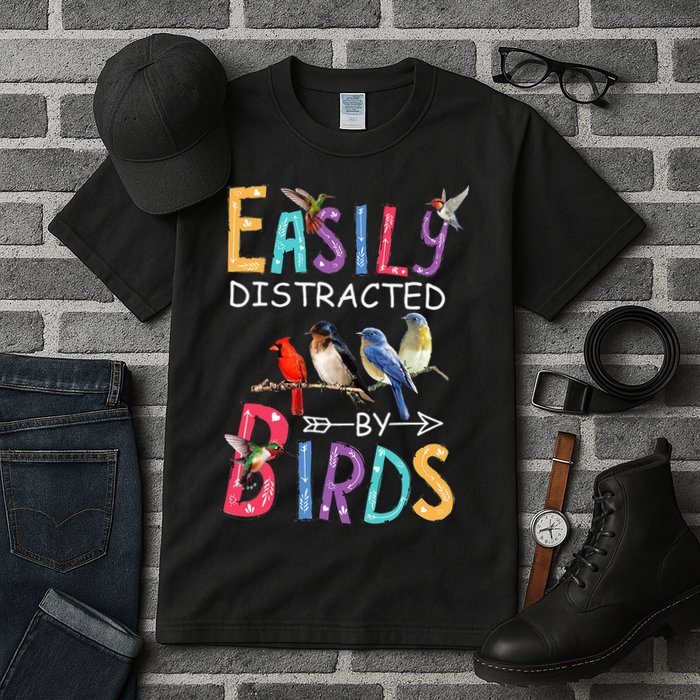 Easily Distracted By Birds Funny Bird Tall T-Shirt
