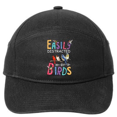 Easily Distracted By Birds Funny Bird 7-Panel Snapback Hat