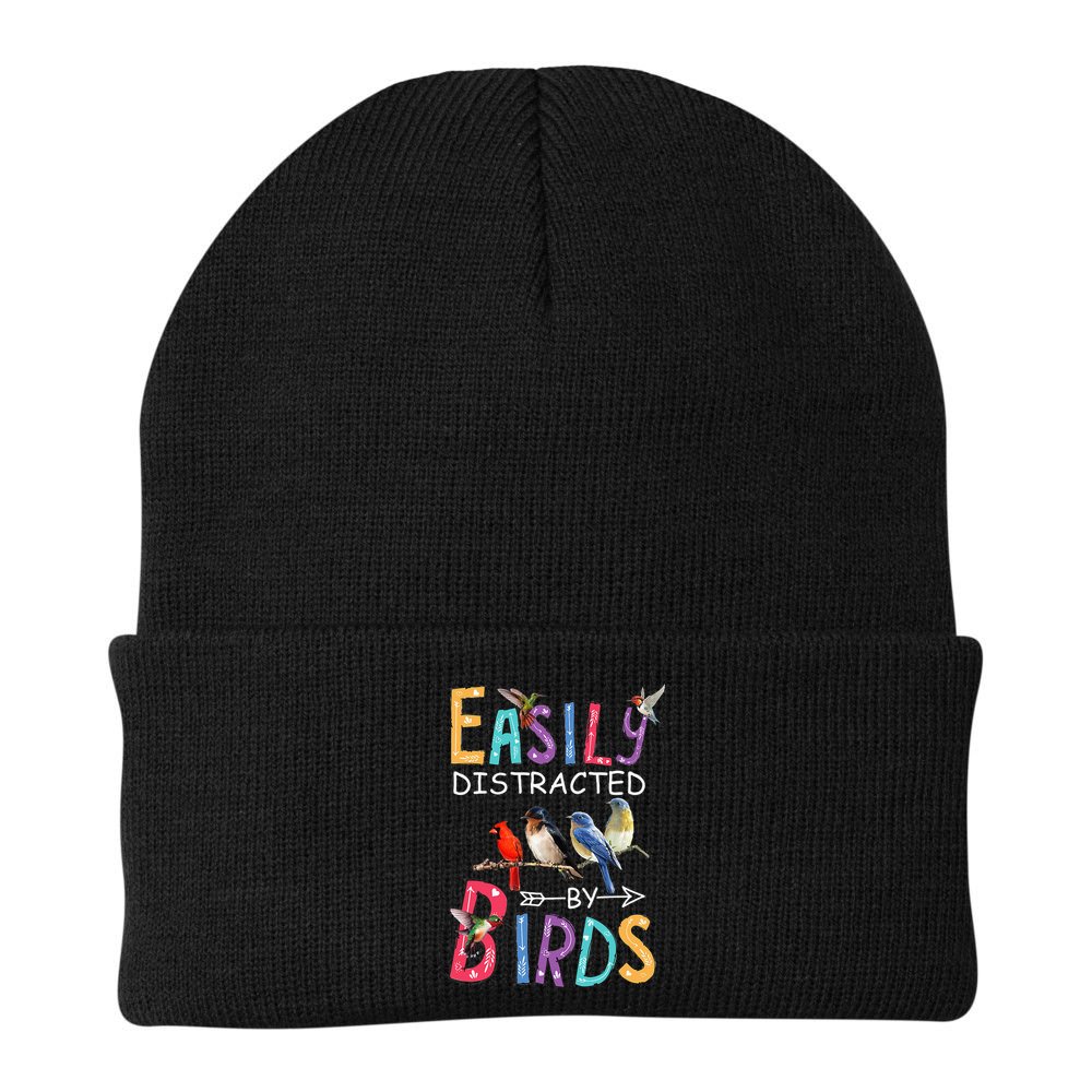 Easily Distracted By Birds Funny Bird Beanie