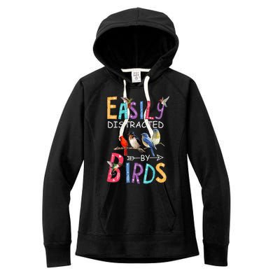 Easily Distracted By Birds Funny Bird Women's Fleece Hoodie