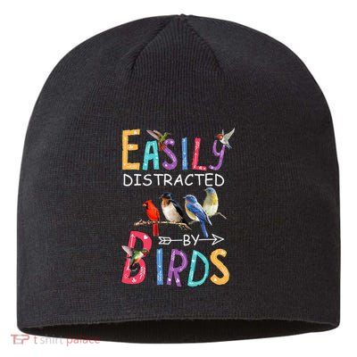 Easily Distracted By Birds Funny Bird Sustainable Beanie
