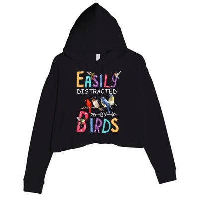 Easily Distracted By Birds Funny Bird Crop Fleece Hoodie