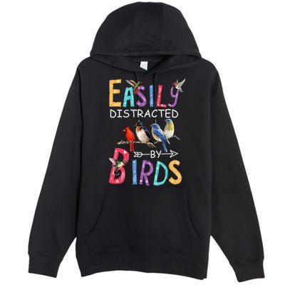 Easily Distracted By Birds Funny Bird Premium Pullover Hoodie