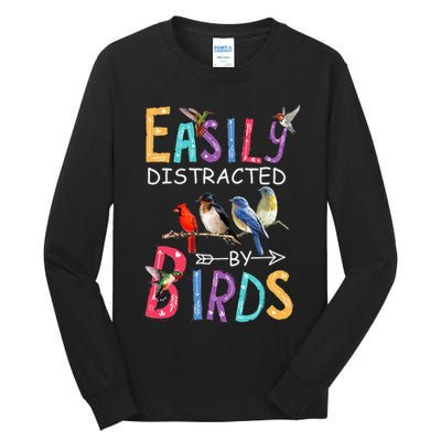 Easily Distracted By Birds Funny Bird Tall Long Sleeve T-Shirt