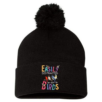 Easily Distracted By Birds Funny Bird Pom Pom 12in Knit Beanie