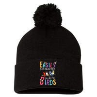 Easily Distracted By Birds Funny Bird Pom Pom 12in Knit Beanie