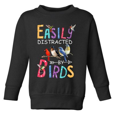 Easily Distracted By Birds Funny Bird Toddler Sweatshirt