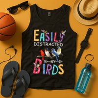Easily Distracted By Birds Funny Bird Tank Top