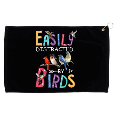 Easily Distracted By Birds Funny Bird Grommeted Golf Towel
