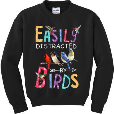 Easily Distracted By Birds Funny Bird Kids Sweatshirt