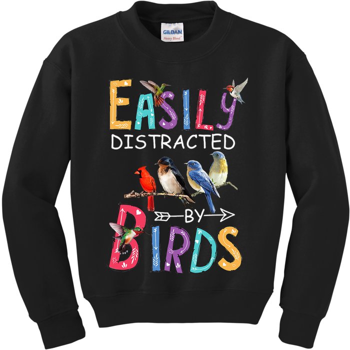Easily Distracted By Birds Funny Bird Kids Sweatshirt