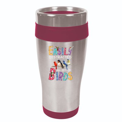 Easily Distracted By Birds Funny Bird 16oz Travel Tumbler