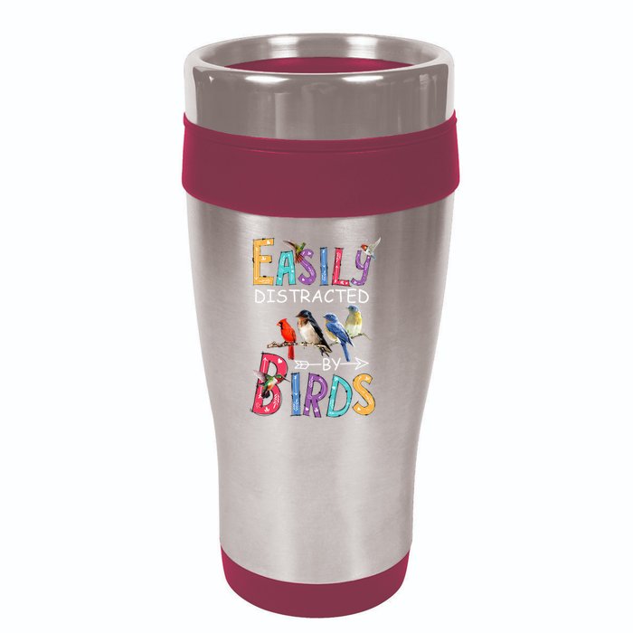 Easily Distracted By Birds Funny Bird 16oz Travel Tumbler