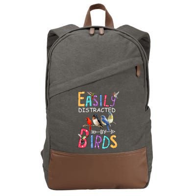 Easily Distracted By Birds Funny Bird Cotton Canvas Backpack