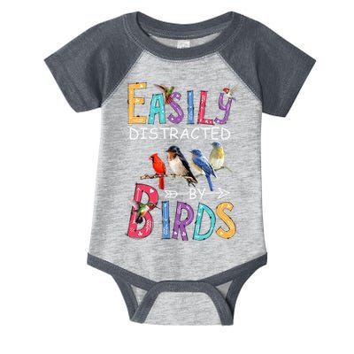 Easily Distracted By Birds Funny Bird Infant Baby Jersey Bodysuit